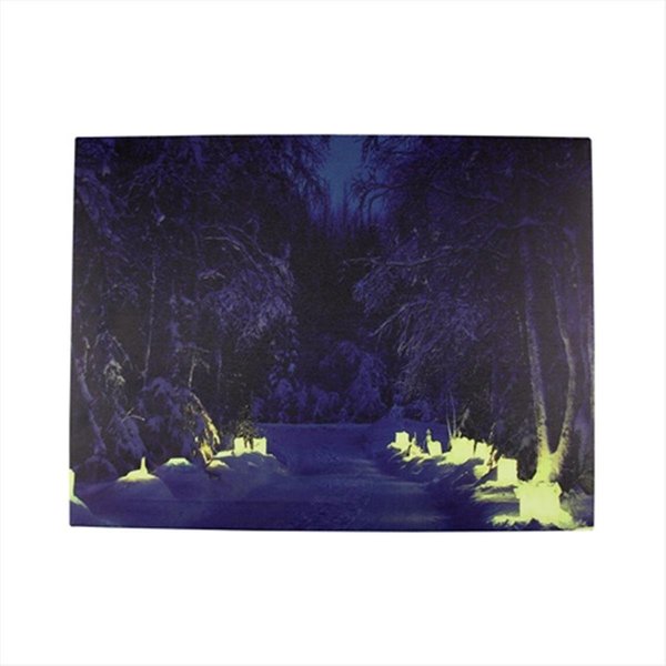 Back2Basics 15.75 in. Battery Operated 8 LED Winter Scene Canvas Wall Hanging BA23480
